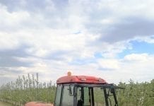 Ryk ciągników i opryskiwaczy – sady, 8 maja