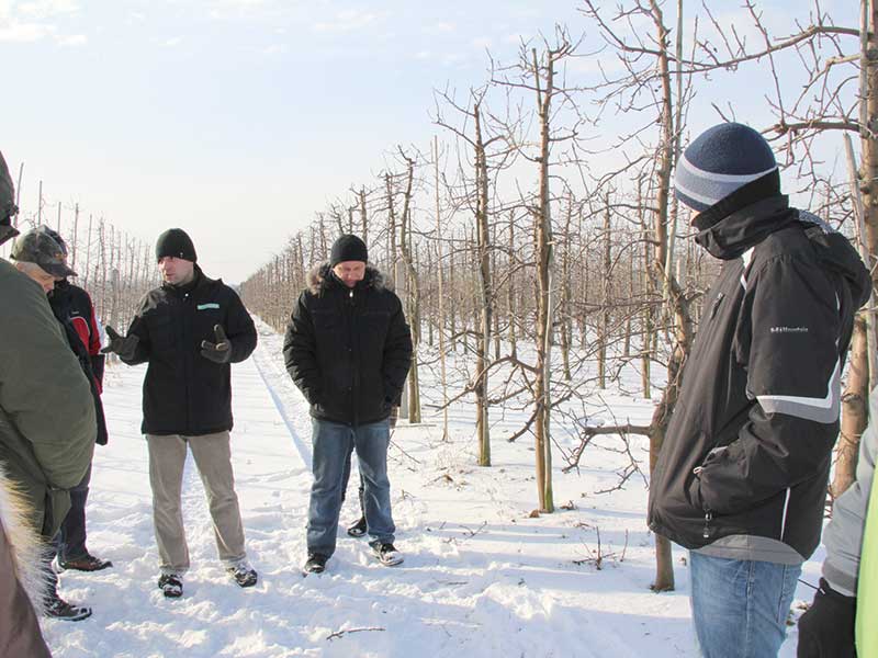 FOT. 5. Adam Wolski z firmy Urmik Sp. J. omawia zasady pracy piły do cięcia konturowego drzew