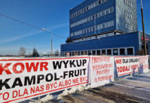 Protest dostawców pod przetwórnią Kampol-Fruit w Rykach